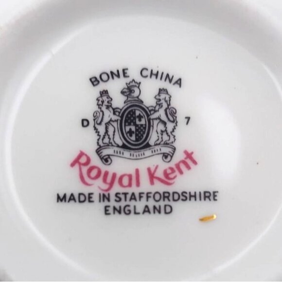 Vintage Royal Kent Staffordshire England Floral Porcelain Cup & Snack Tray Set - Picture 8 of 8
